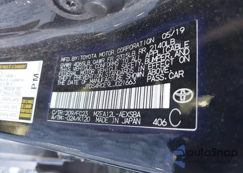 2020 Toyota Corolla Se from USA, damaged, VIN JTDS4RCE9LJ021663